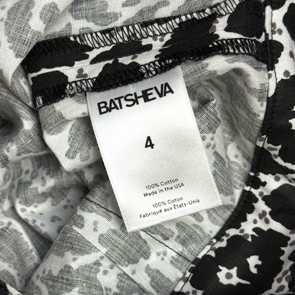 BATSHEVA Snow Leopard Print Tailored Long Sleeve V-Neck Faux Wrap Peplum Top 4 - Picture 4 of 5